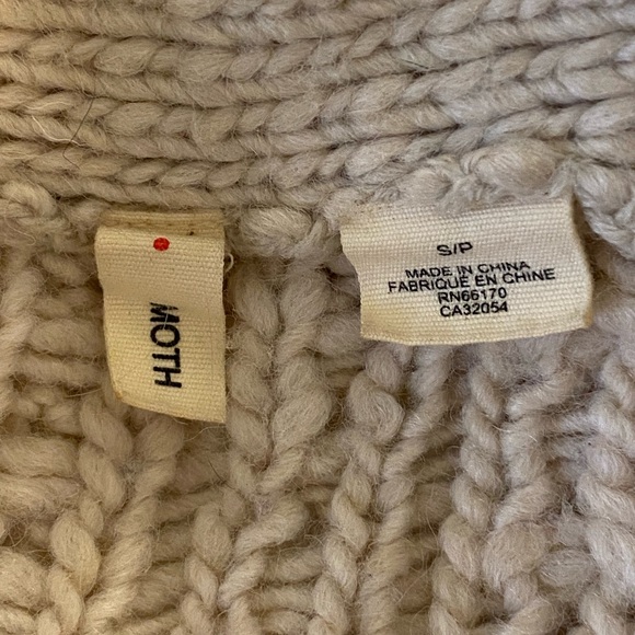 Anthropologie Moth Cozy Cream Knit Oversized Cardigan Sweater | S - Picture 2 of 5